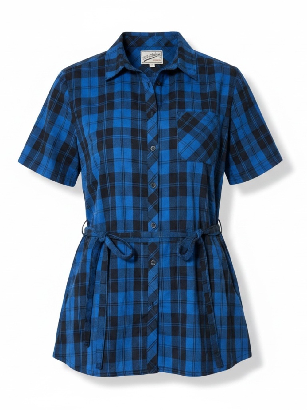 Blue Plaid top tartán punk rockabilly medium